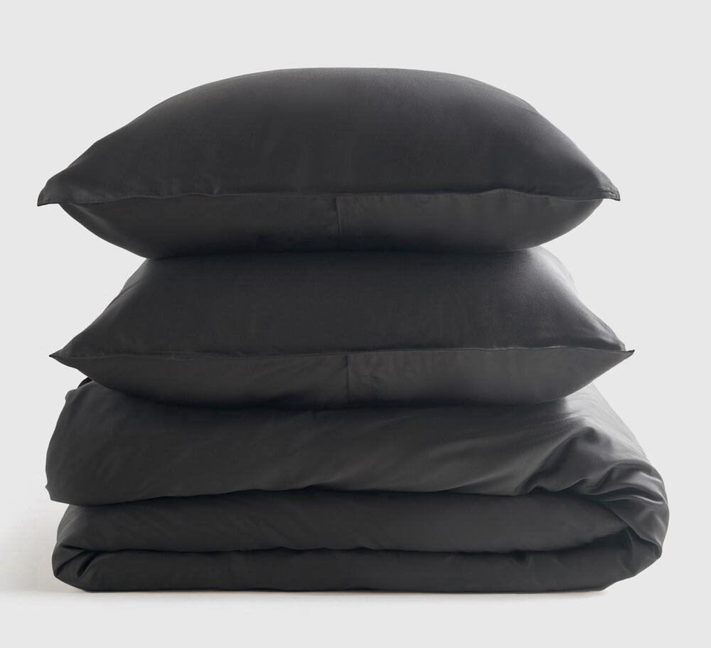 Quince Bamboo Duvet Cover Set Full/Queen Charcoal Cooling Soft NEW w/ Shams